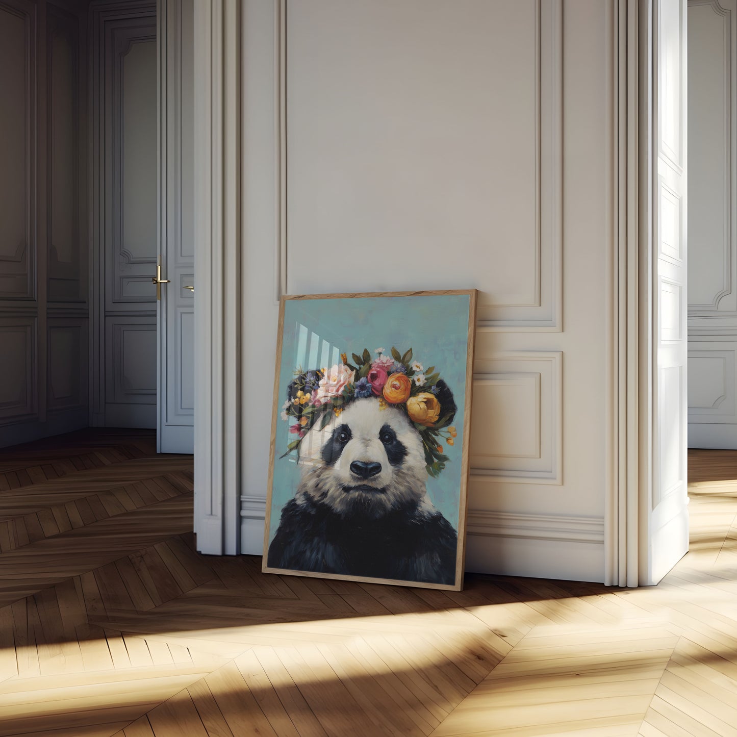 Floral Crown Panda Poster