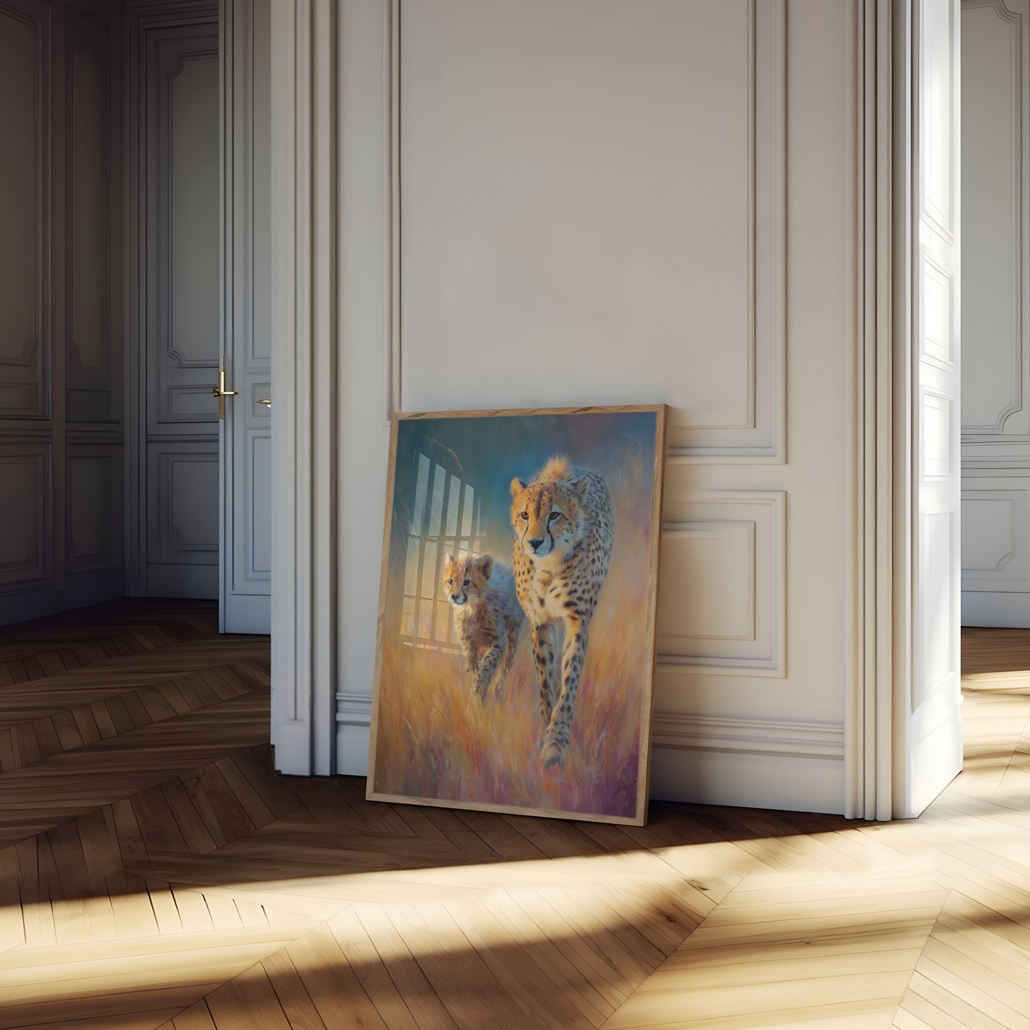 Cheetah Moeder en Welp Poster