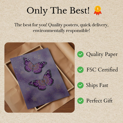 Lila Monarch Schmetterling Mandala Poster