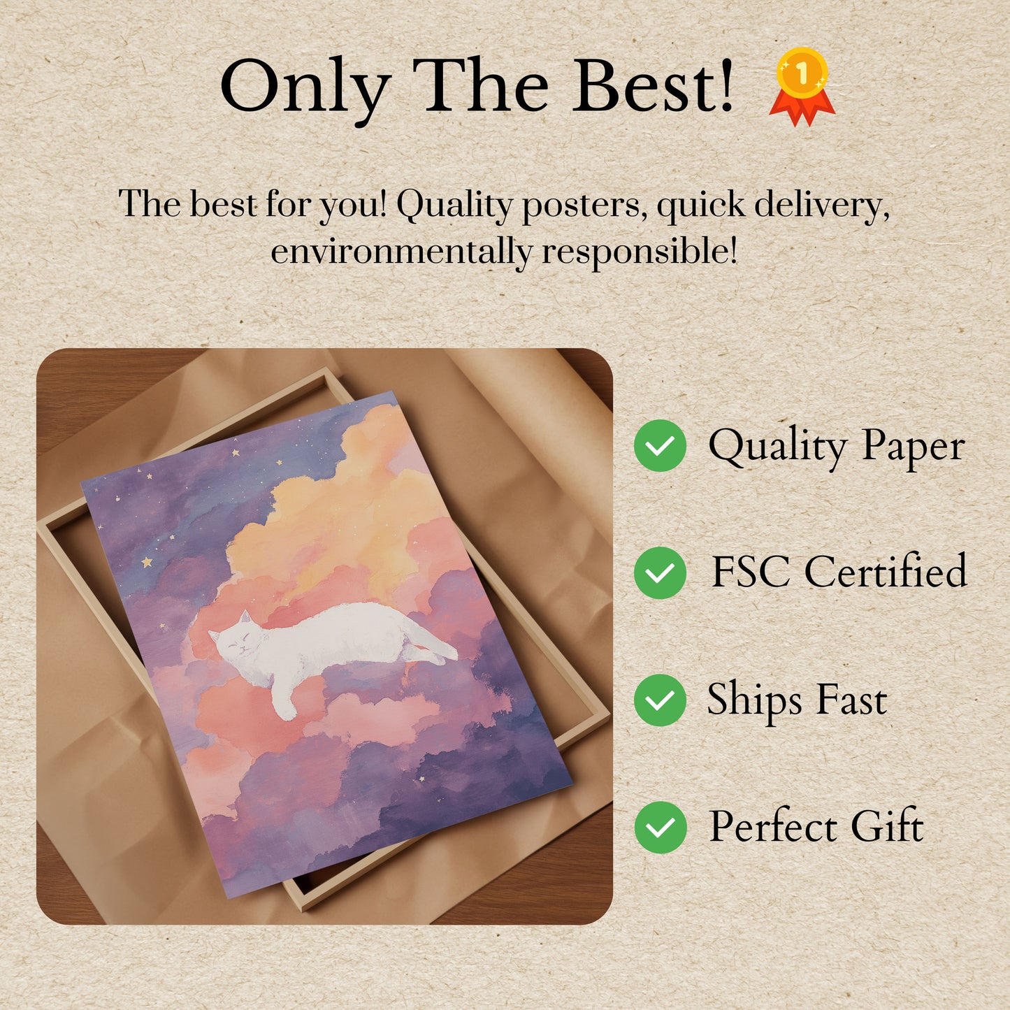 Sleeping Cat in Clouds Poster