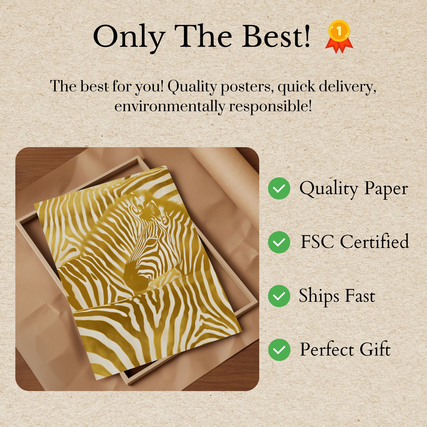 Golden Zebra Stripes Art Poster