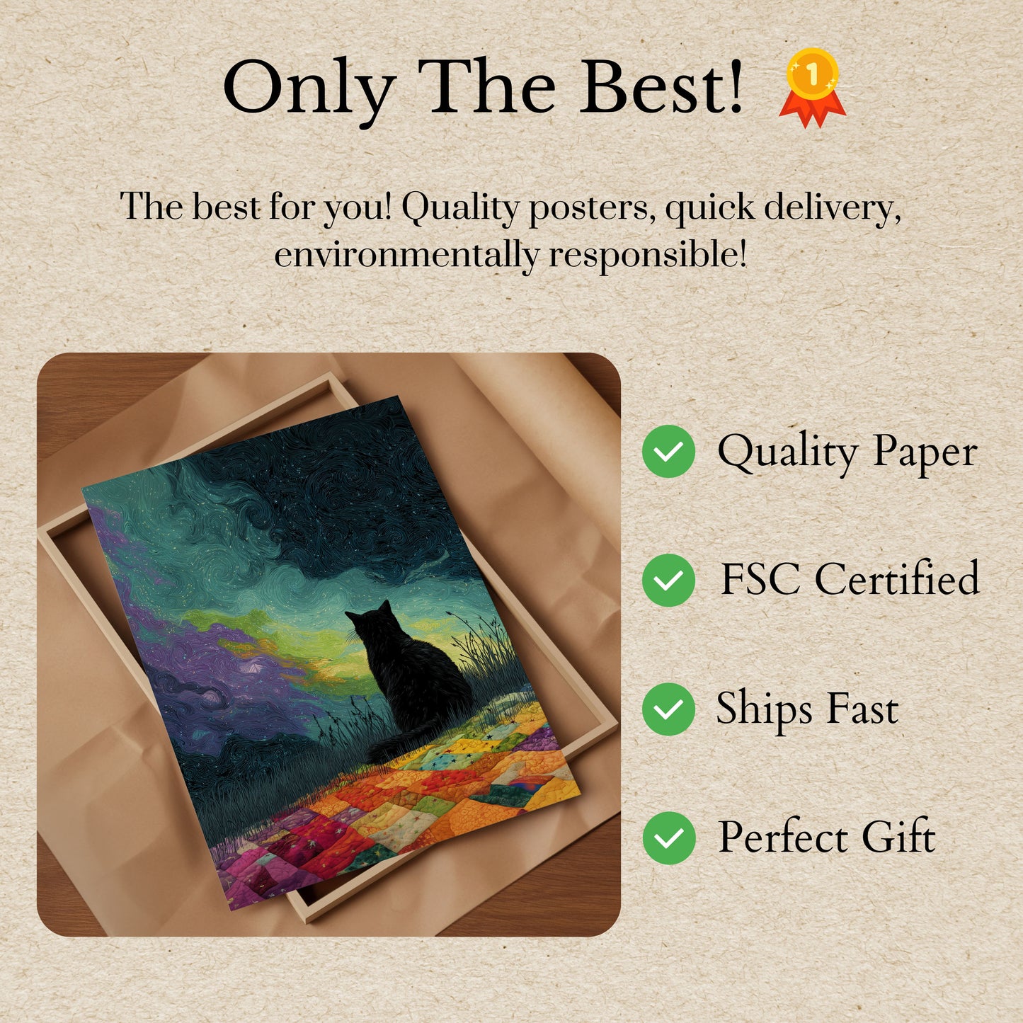 Starry Night Cat Poster