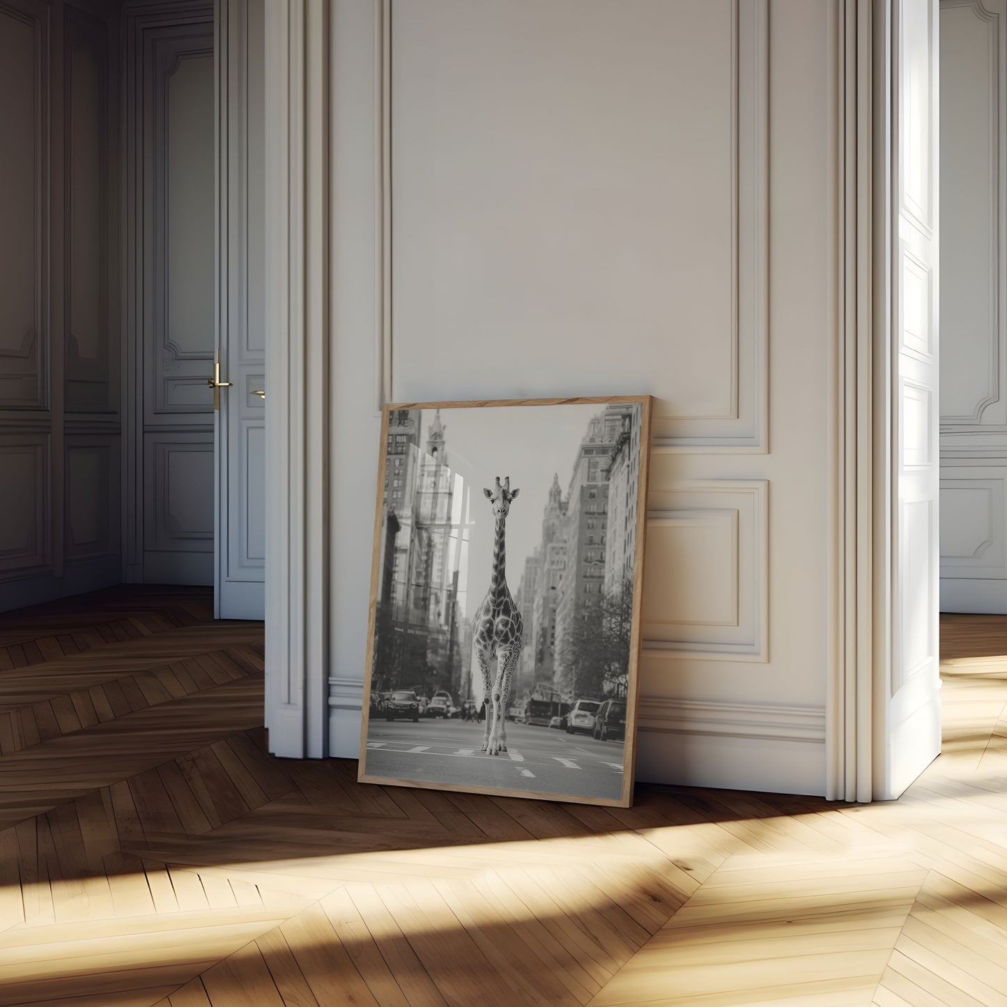 Urban Giraffe City Street Poster