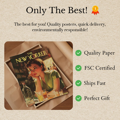 Vintage New Yorker Bar Scene Poster