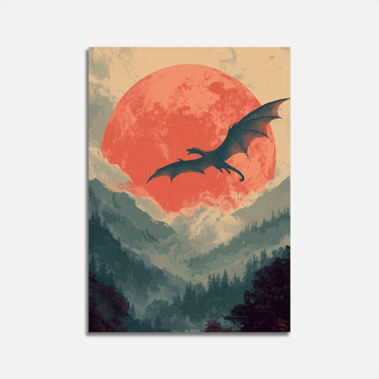 Dragon's Crimson Sky Poster