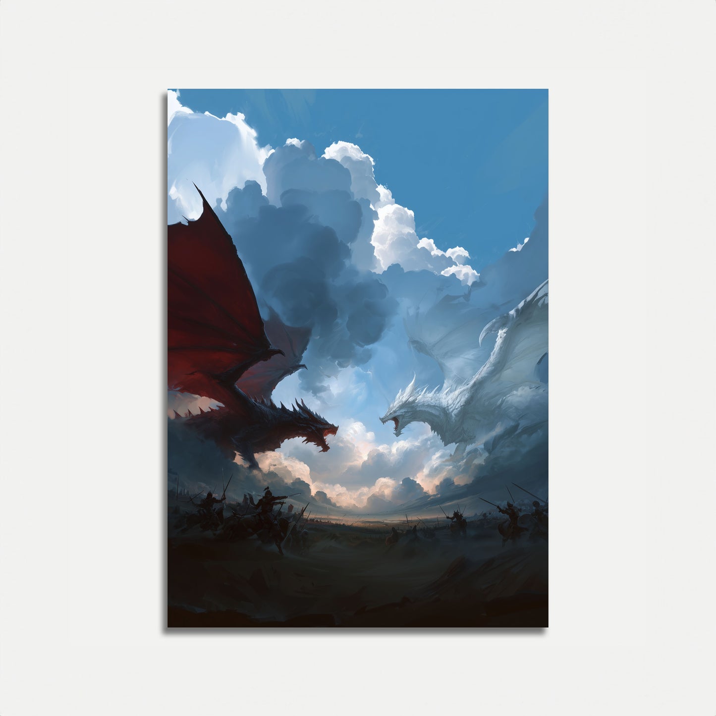 Epic Dragon Battle Sky Poster