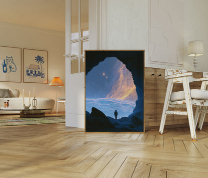 Astronaut blickt auf Sterne Poster