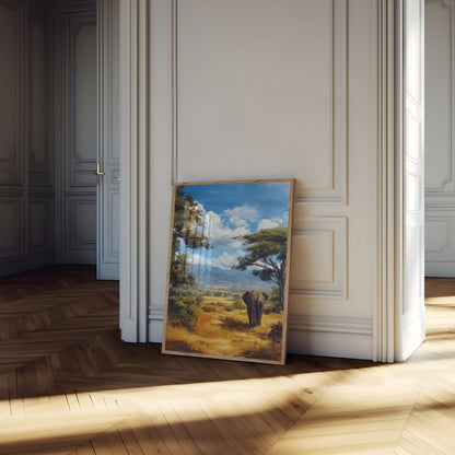 Serene African Savanna Elephant Poster