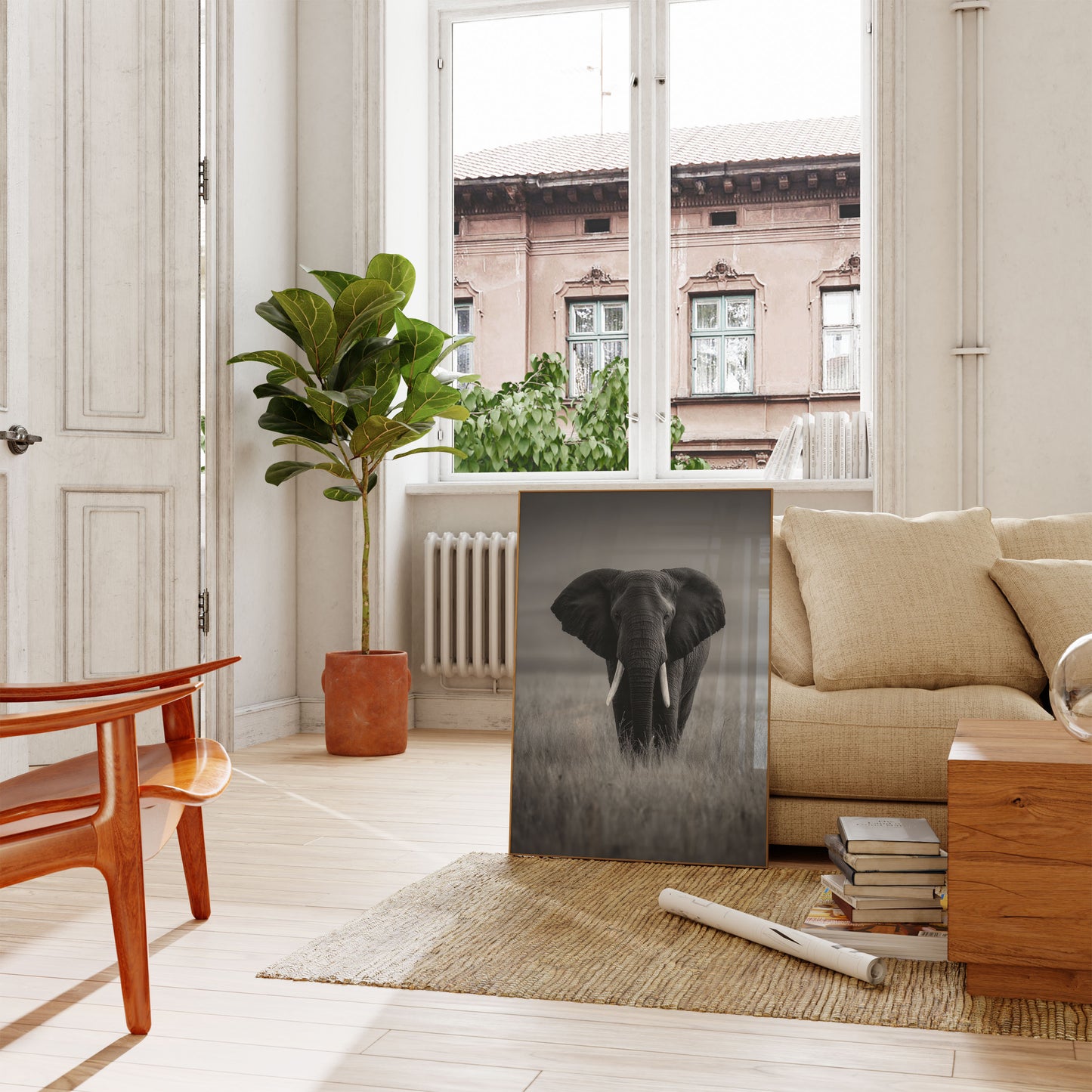 Majestic Elephant in Grasslands Poster