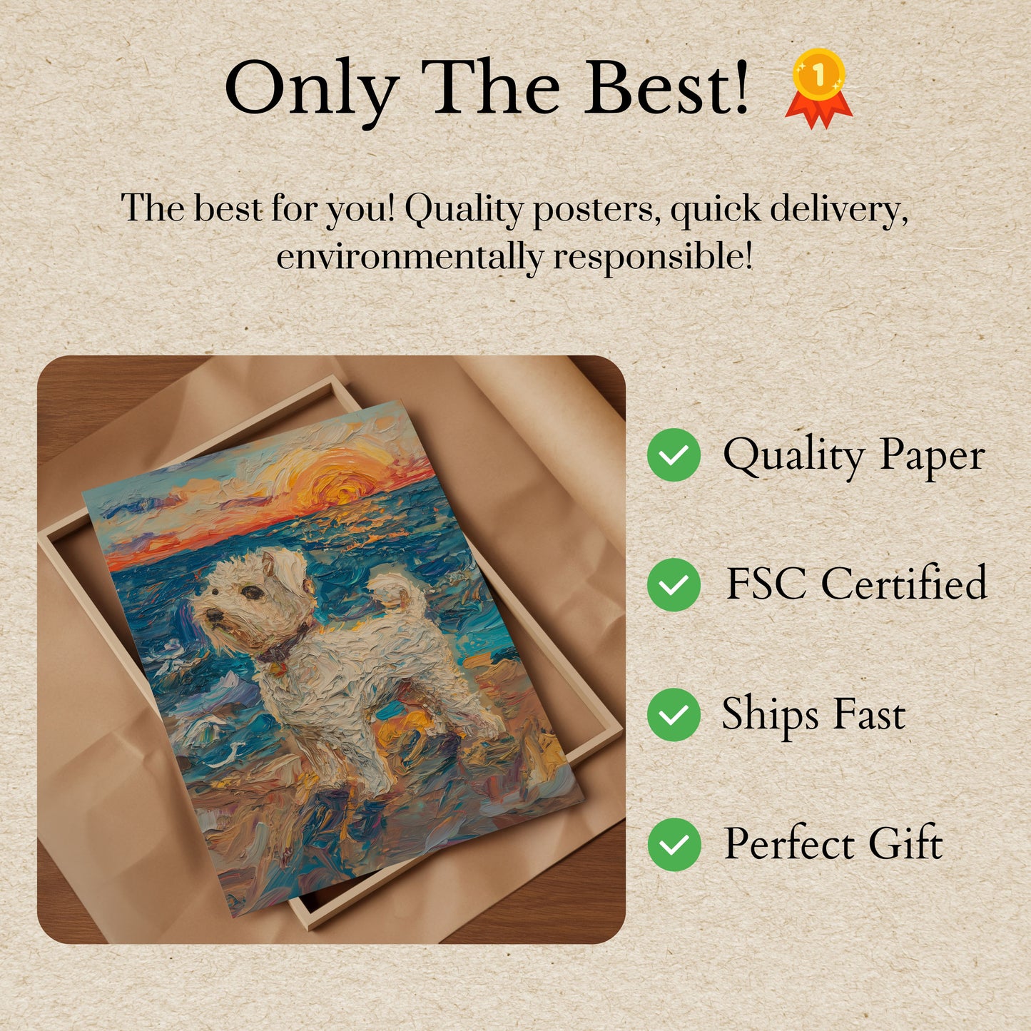 Sunset Puppy Beach Adventure Poster