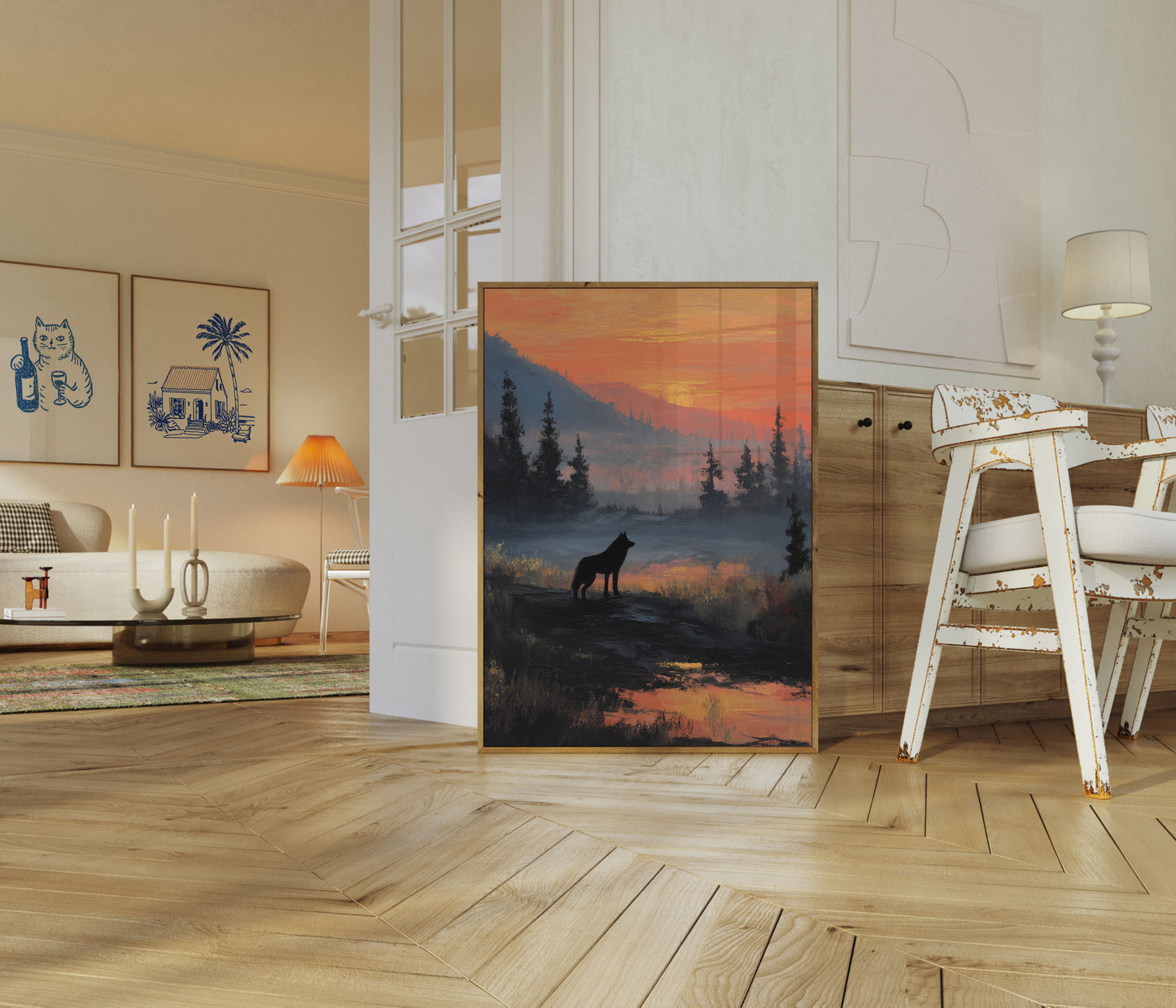 Lone Wolf Wilderness Sunset Poster