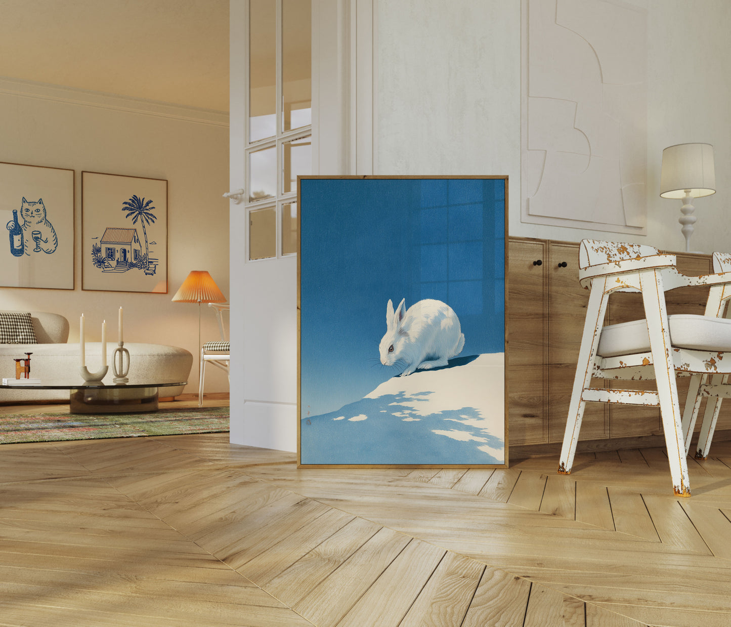 Arktischer Hase im Schnee Poster