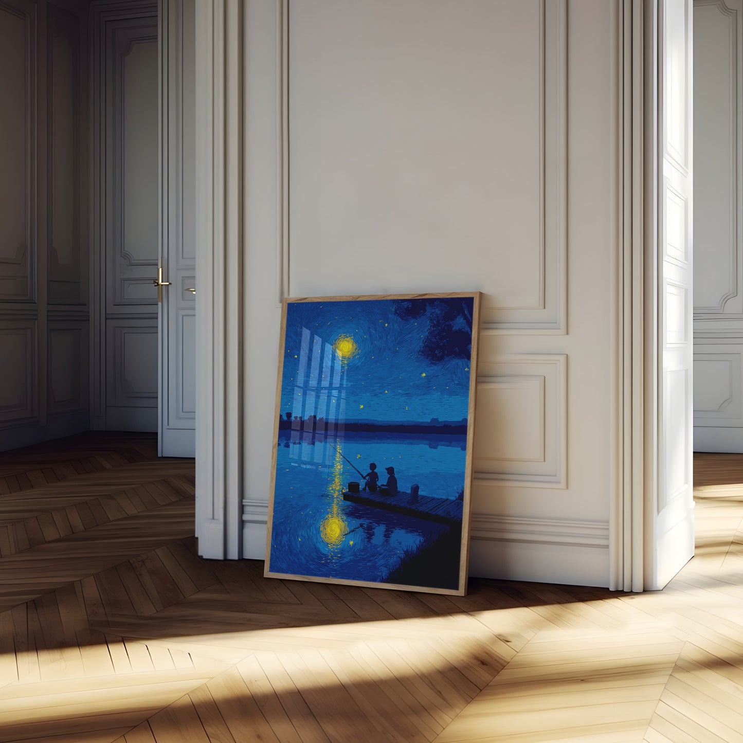 Nattens Fiskeri Stjerneklare Refleksioner Plakat