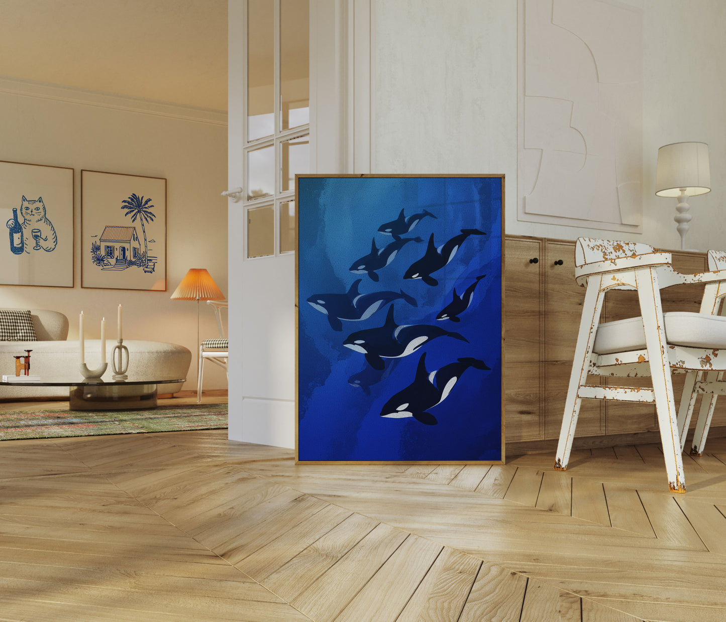 Orca Pod Swimming Together Poster