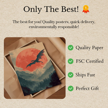 Dragon's Crimson Sky Poster