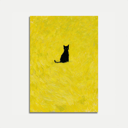 Gato Preto em Cartaz Amarelo
