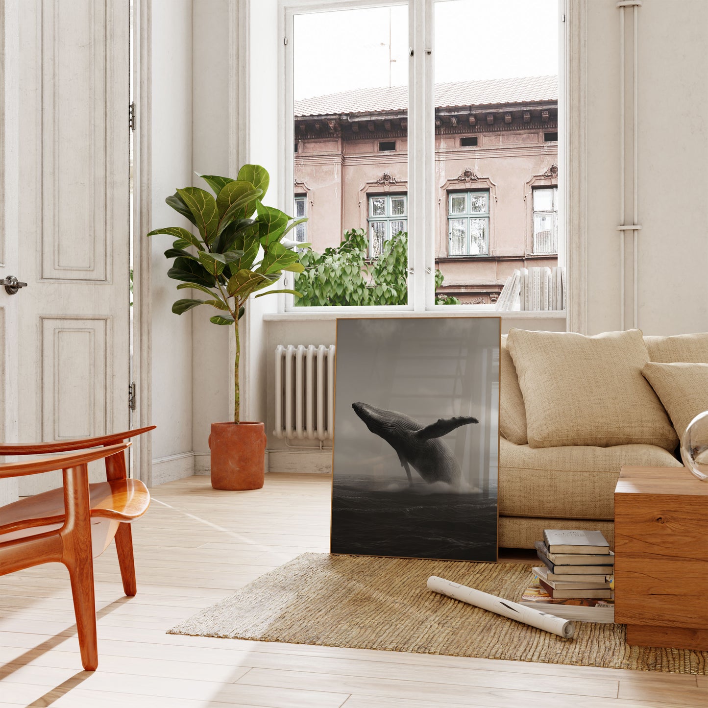 Majestatyczny Wieloryb Wyskakujący z Wody Plakat