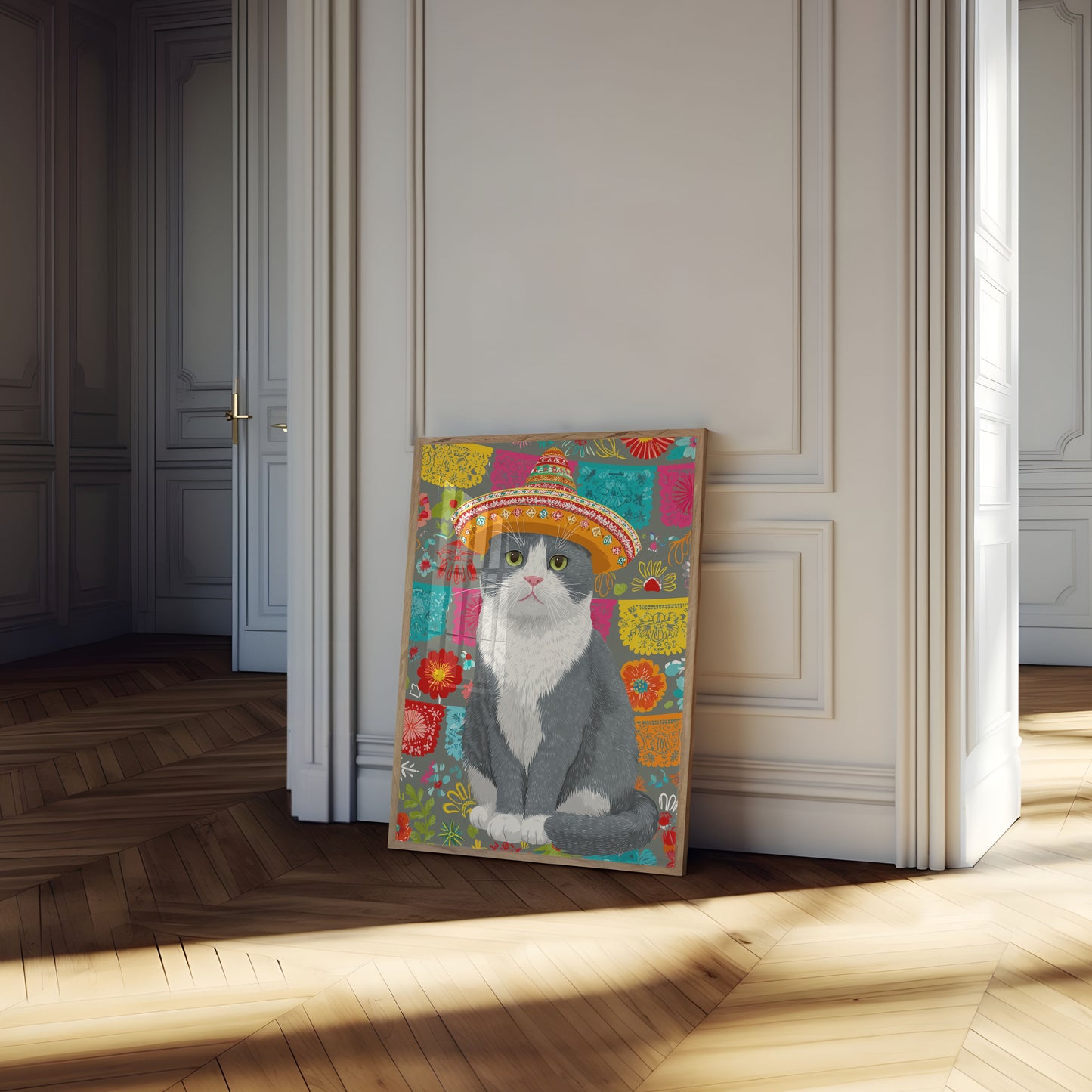 Fiesta Cat in Sombrero Poster