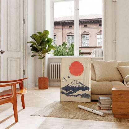 Mount Fuji Rød Sol Plakat