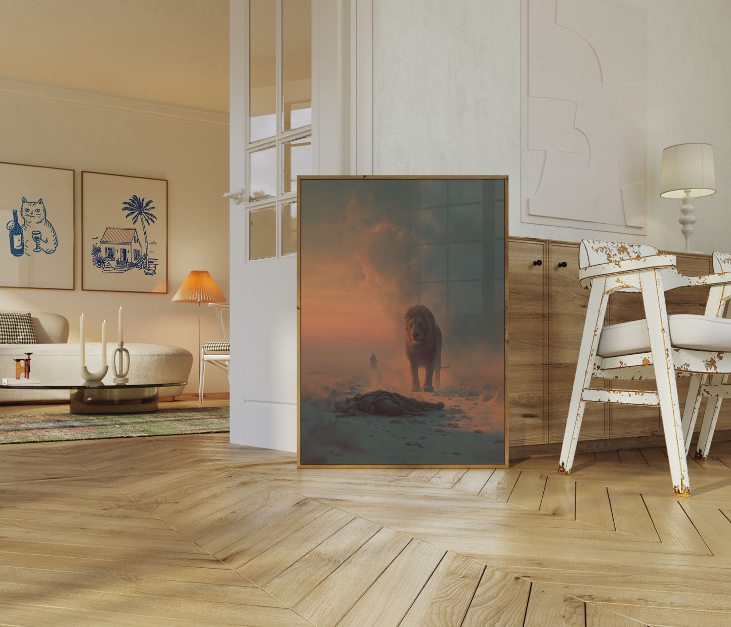 Wounded Lion Desert Poster