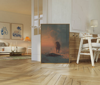 Wounded Lion Desert Poster