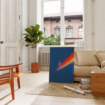 Astronaut Surfing Rainbow Poster