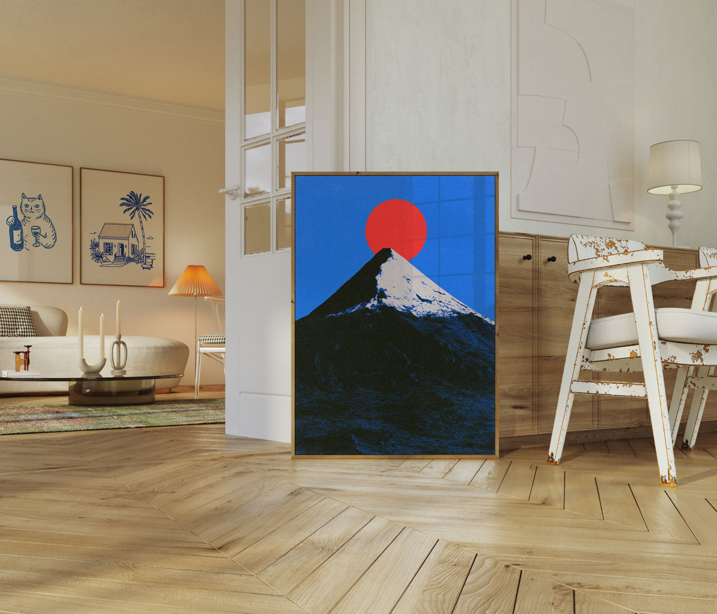 Snow-Capped Mountain Rising Sun Poster