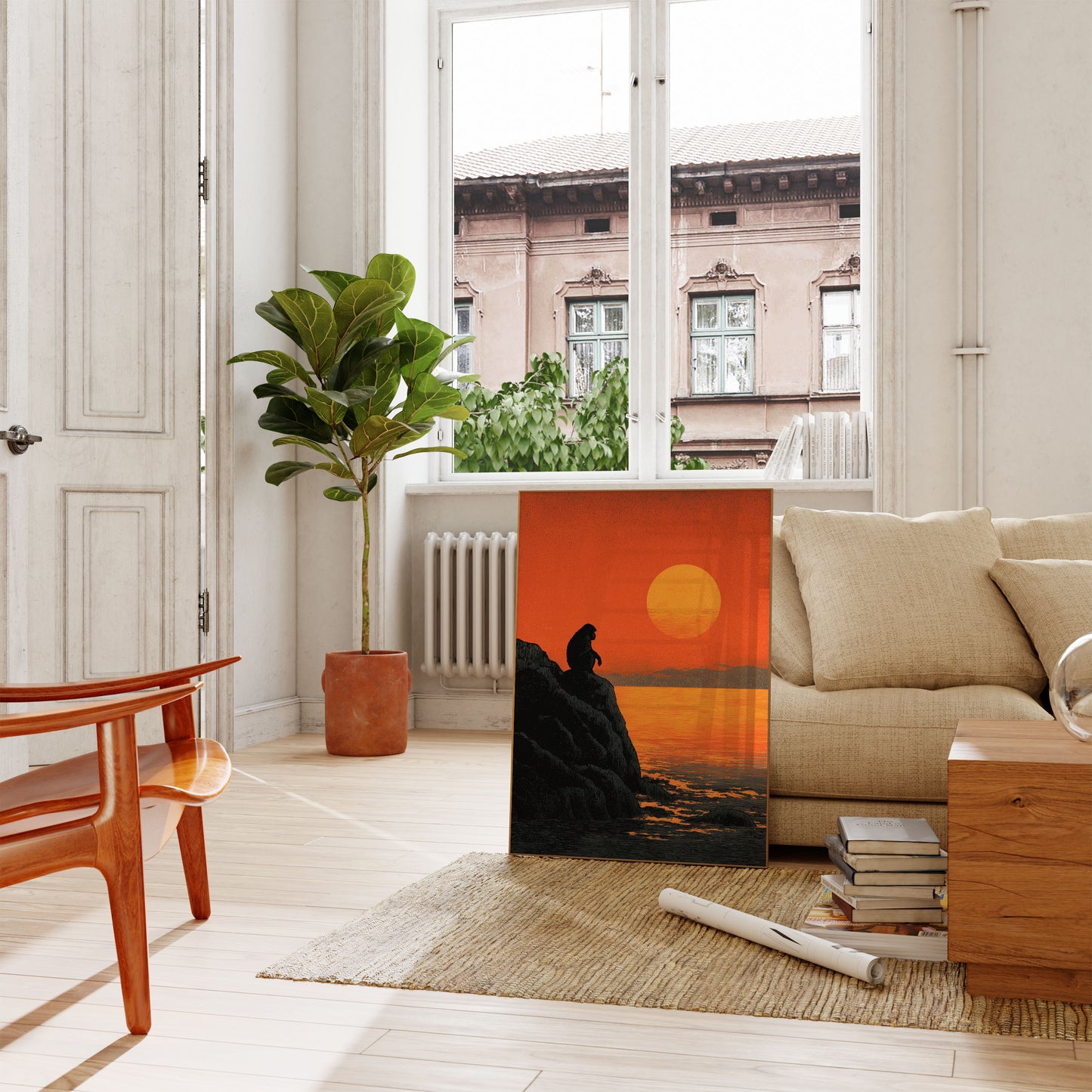 Póster del Atardecer del Mono Contemplativo