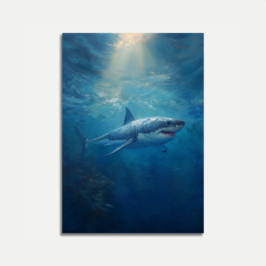 Majestic Great White Underwater Poster