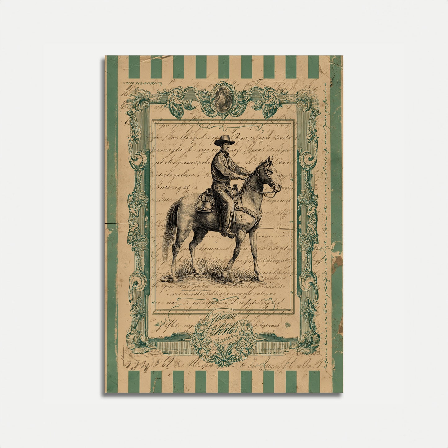 Vintage Cowboy Ridande till häst Poster