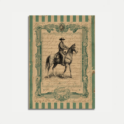 Vintage Cowboy Ridande till häst Poster