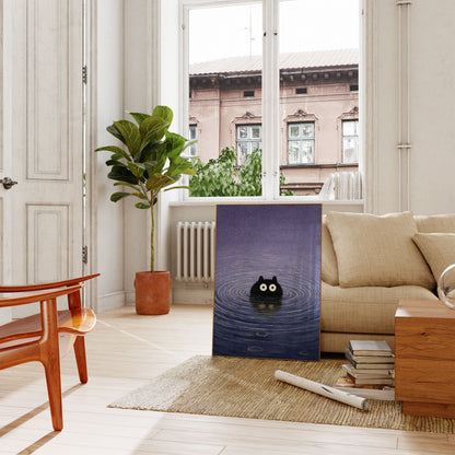 Zwarte Kat in Water Poster