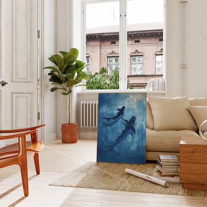 Sharks Swimming in Ocean Poster