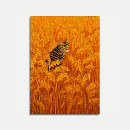 Tabby Cat in Golden Wheat Poster