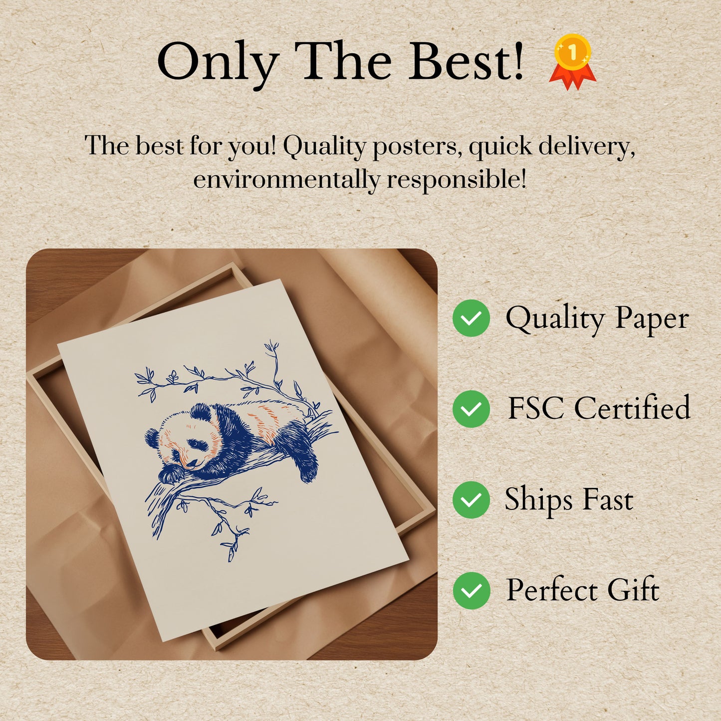 Sleepy Panda Branch Poster