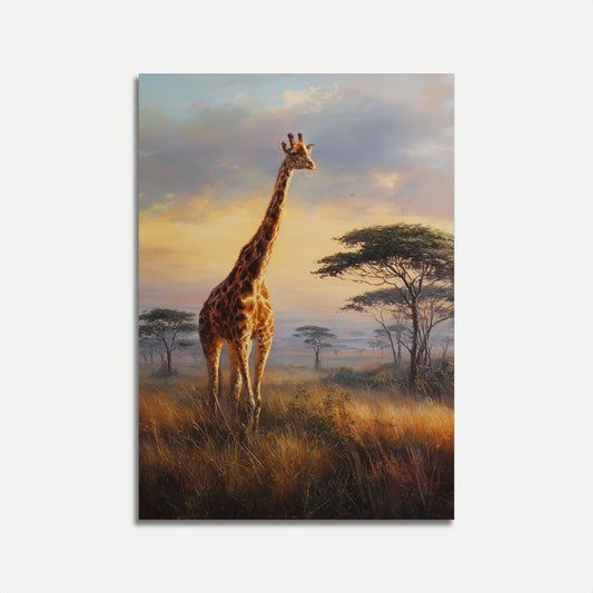 Majestic Giraffe Savanna Sunset Poster