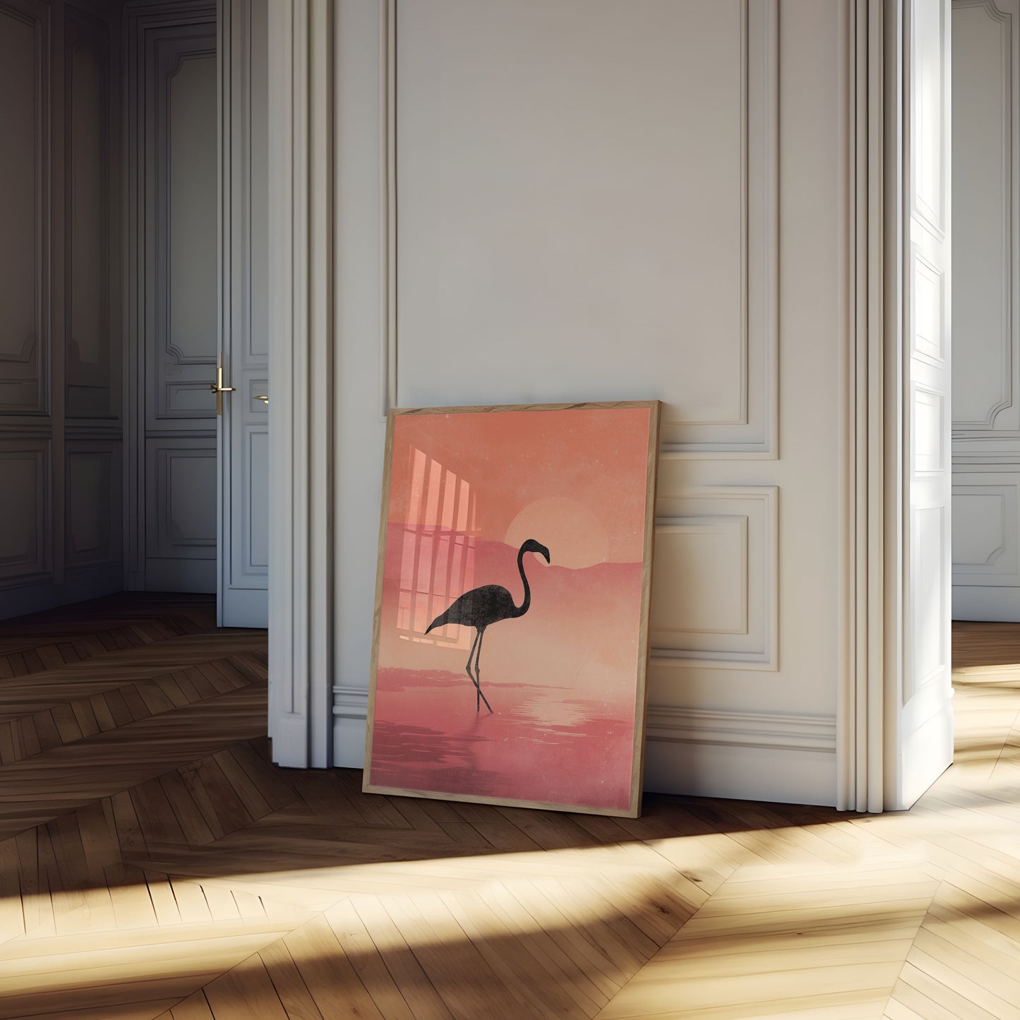 Flamingo Zonsondergang Silhouet Poster
