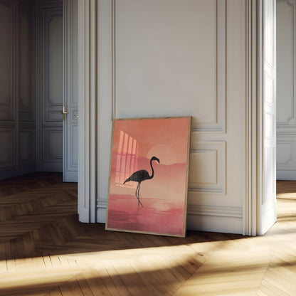 Flamingo Zonsondergang Silhouet Poster