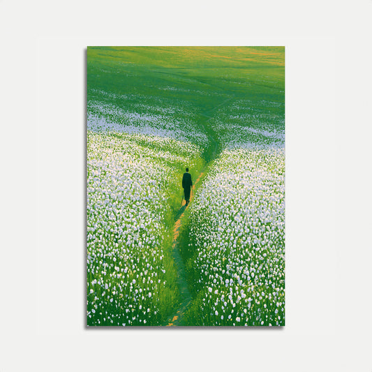 Póster: Camino Solitario por Campo de Flores