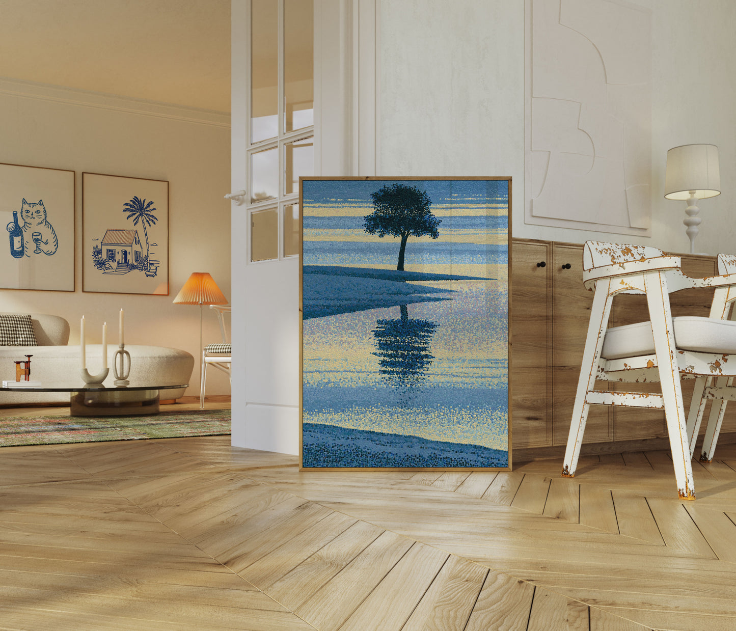 Rolig træ og vand refleksion plakat