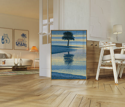 Rolig træ og vand refleksion plakat