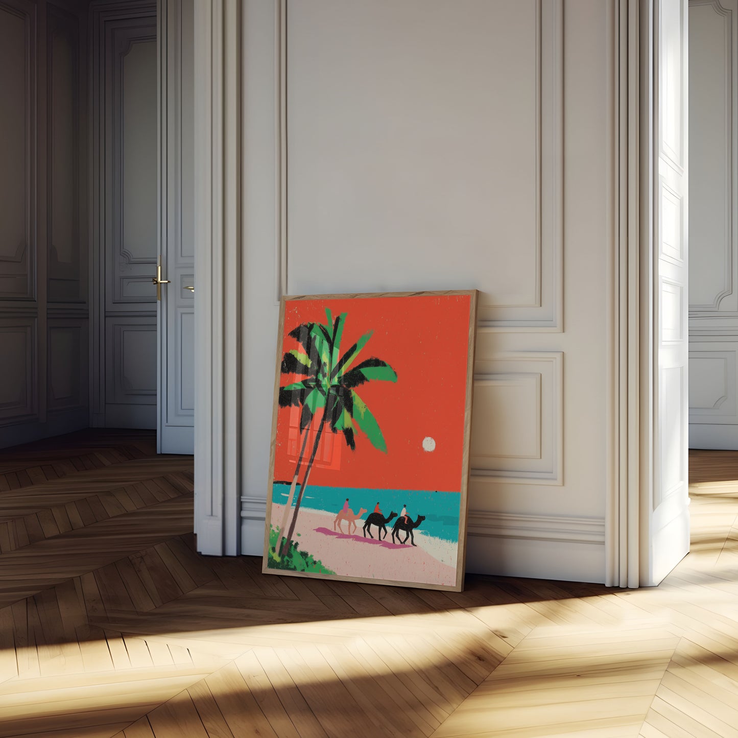 Tropical Camel Beach Sunset Poster