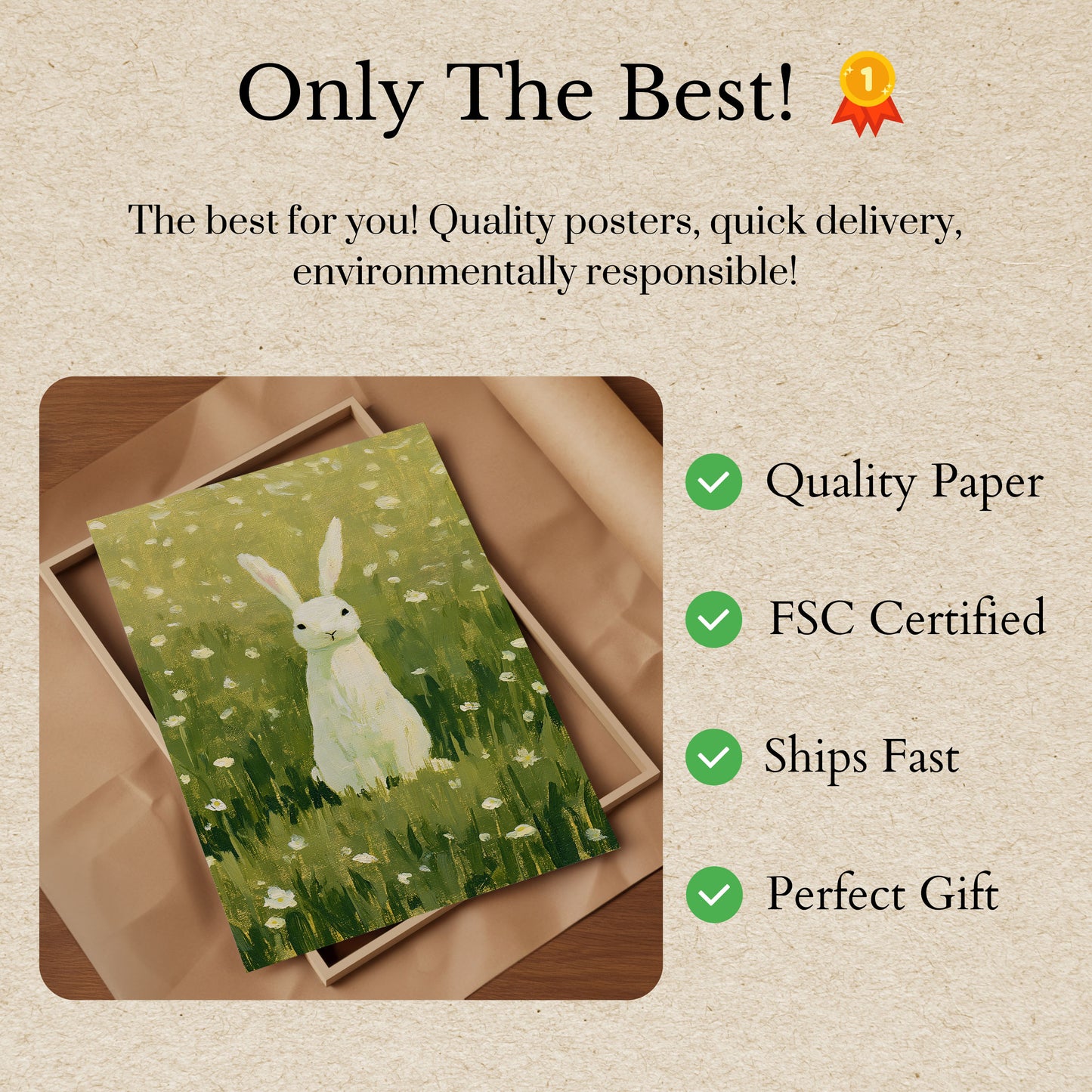 White Rabbit in Daisy Field Poster