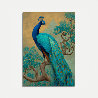 Póster Elegancia de pavo real azul real