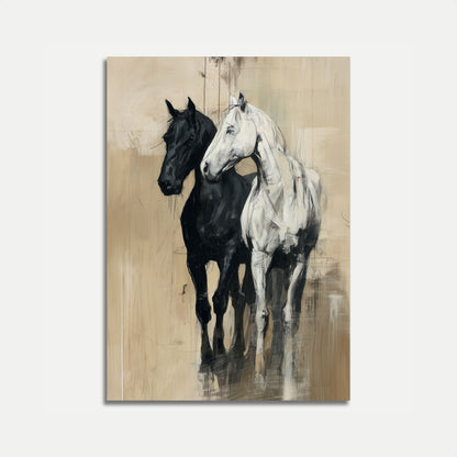 Black and White Horse Silhouettes Poster