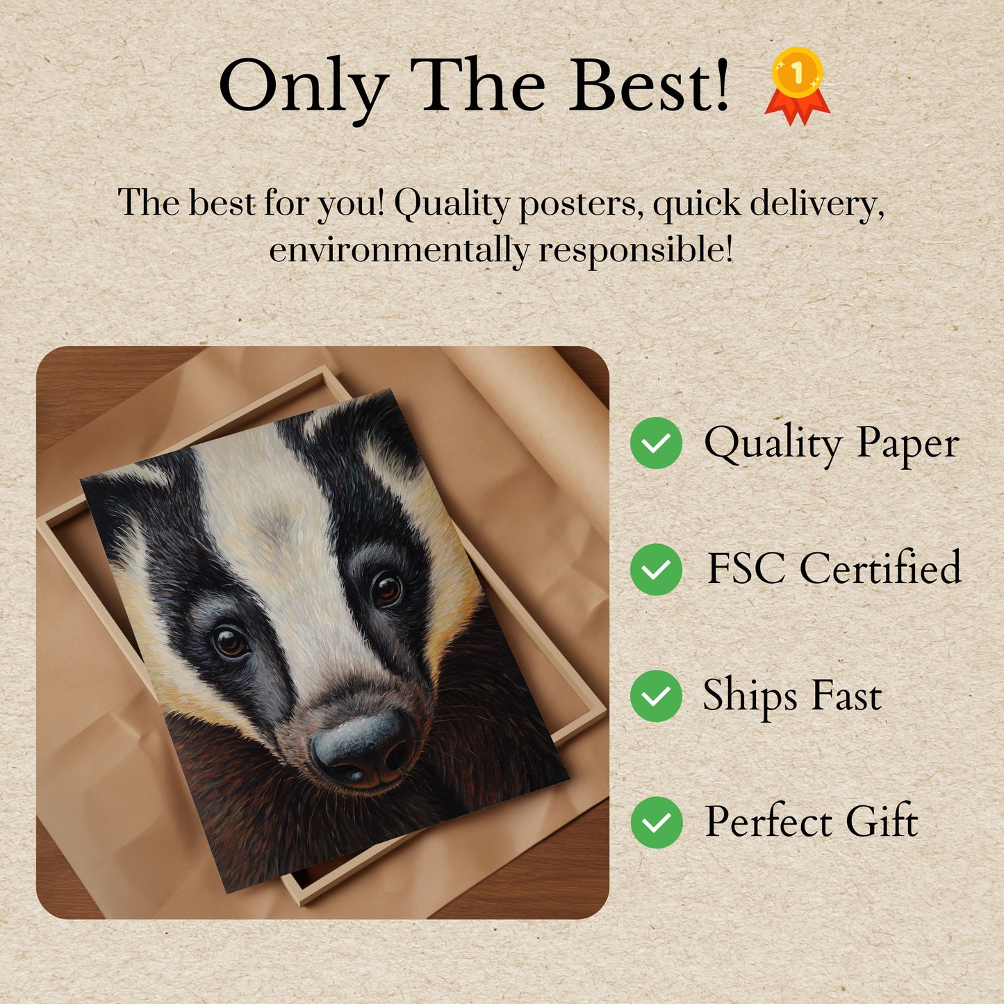 Poster Ritratto Badger Face