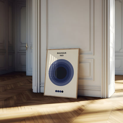 Bauhaus Blue Concentric Circles Poster