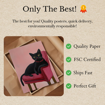 Elegant Black Cat Lounge Poster