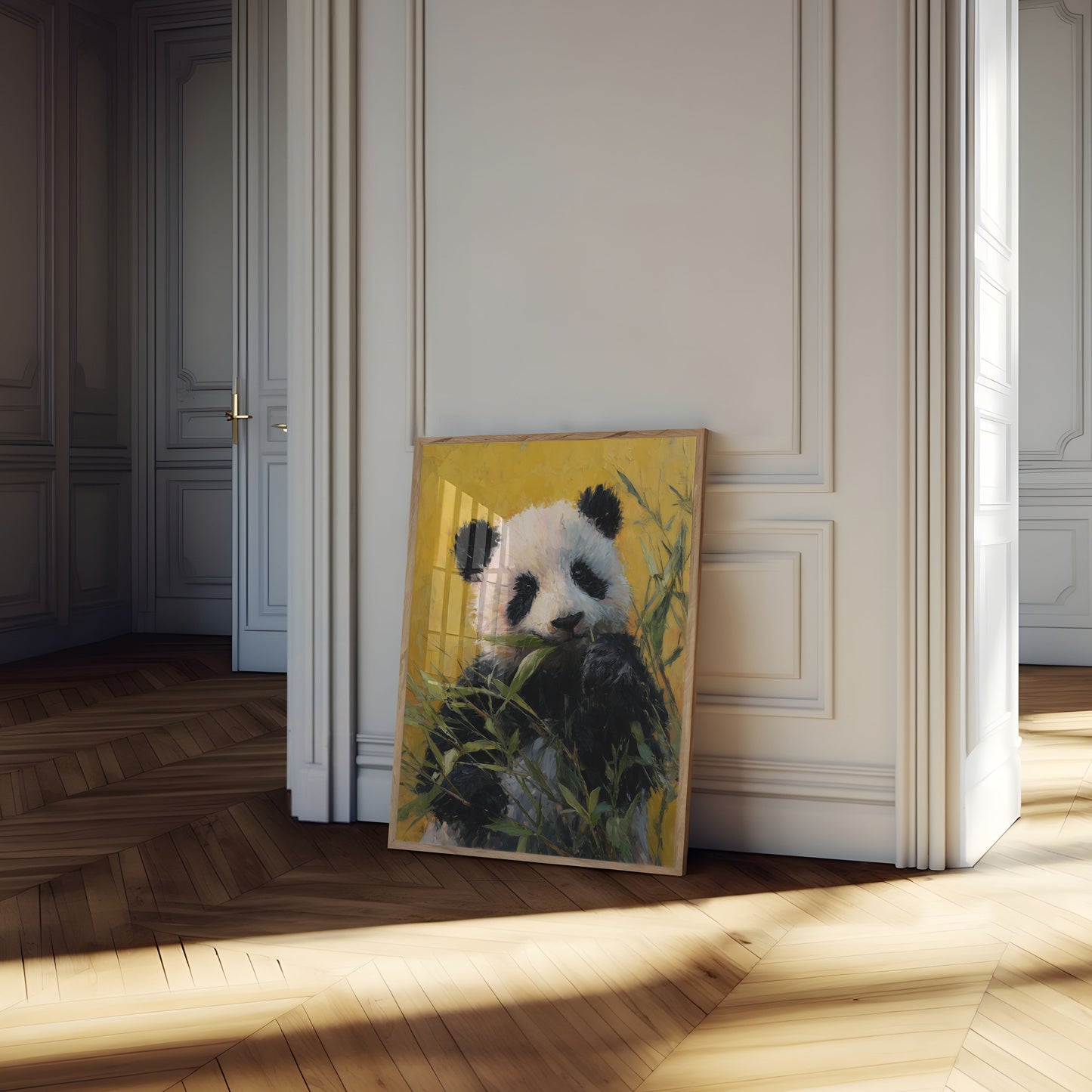 Póster del panda del banquete del bambú