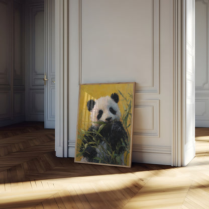 Póster del panda del banquete del bambú